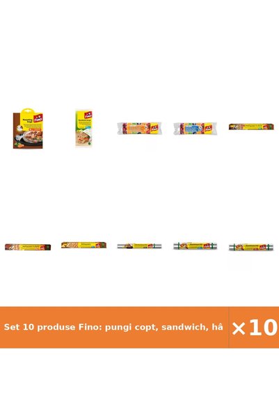 Fino Set 10 produse Fino: pungi copt, sandwich, hârtie copt, folie aluminiu