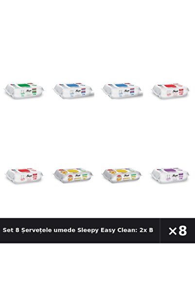 Sleepy Set 8 Șervețele umede Easy Clean: 2x Bucătărie, White, 2x Bleach, 2x C...