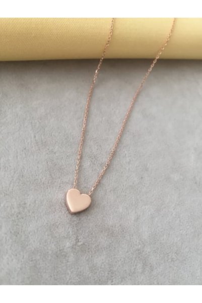 Lunarie Minimal Heart Necklace – Rose Gold Tarnish-Resistant Steel Elegant Everyday Women's Necklace