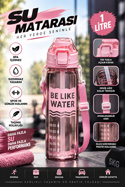 MGEStore Sports Water Bottle 1 Liter Large Size Water Bottle with Strap, Leak...
