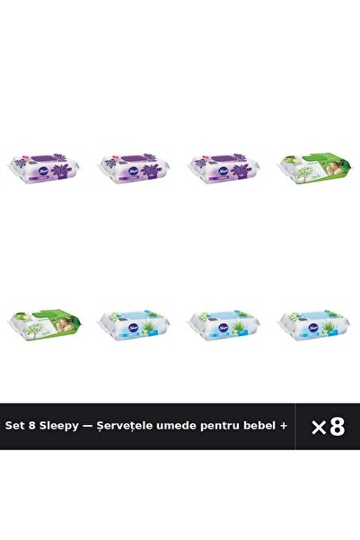 Sleepy Set 8 — Șervețele umede pentru bebel + Șervețele umede pentru bebel + ...