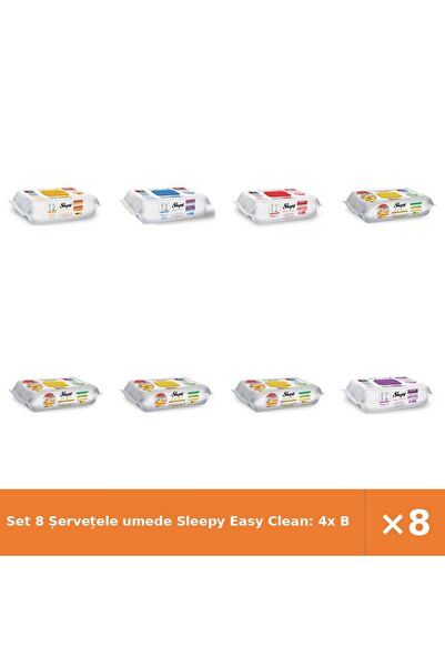 Sleepy Set 8 Șervețele umede Easy Clean: 4x Bucătărie, Herbal, Bleach, Cherry...