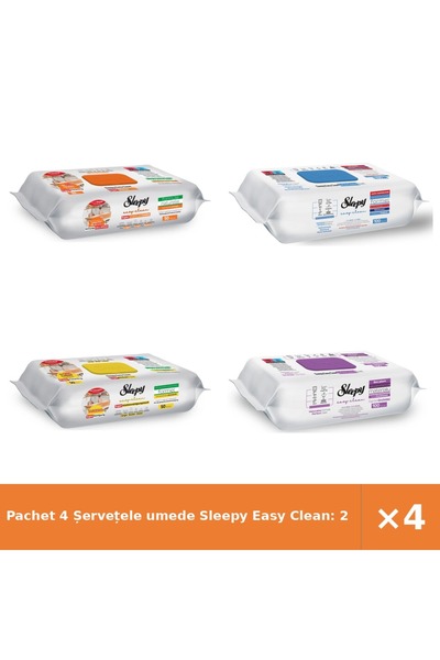Sleepy Pachet 4 șervețele umede Easy Clean: 2x pentru bucătărie, cu înălbitor...