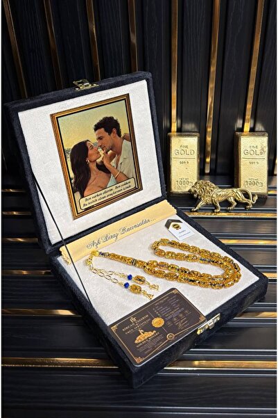 BİRCAN TASARIM GOLDEN ROSARY DOUBLE ÖZEL SERİ Premium Kutulu Kişiye Özel Resi...