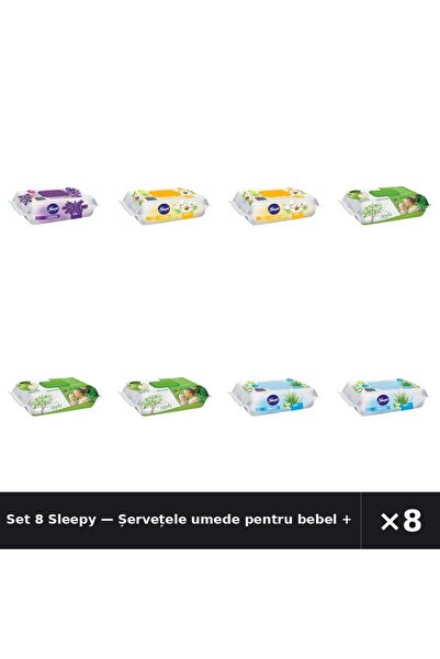Sleepy Set 8 — Șervețele umede pentru bebel + Șervețele umede pentru bebel + ...