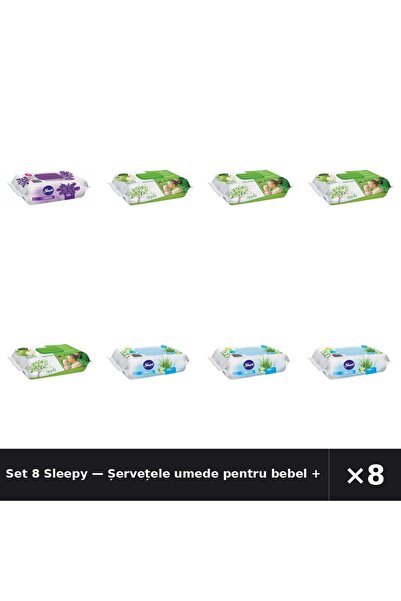 Sleepy Set 8 — Șervețele umede pentru bebel + Șervețele umede pentru bebel + ...