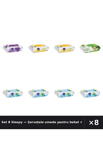 Sleepy Set 8 — Șervețele umede pentru bebel + Șervețele umede pentru bebel + ...