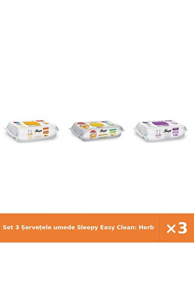 Sleepy Set 3 șervețele umede Easy Clean: Săpun cu plante, Bucătărie, Grădină ...