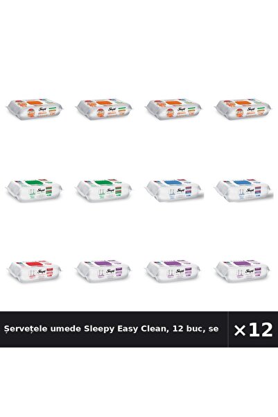 Sleepy Șervețele umede Easy Clean, 12 bucăți, set asortat: Bucătărie, Orhidee...