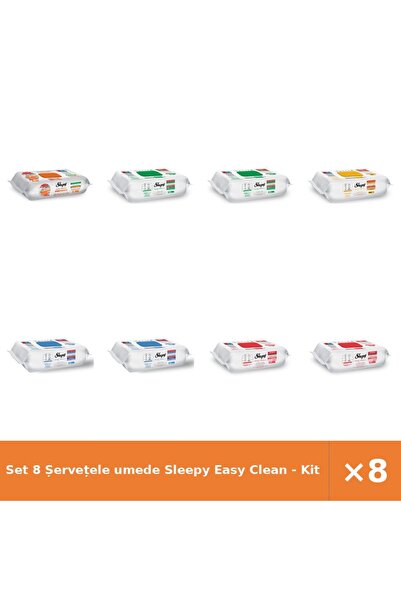 Sleepy Set 8 șervețele umede Easy Clean - Bucătărie, 2 cu săpun alb, 2 cu pla...