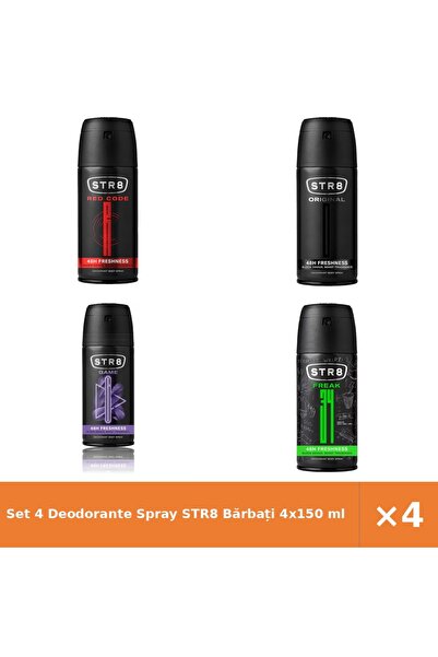 str8 Set 4 Deodorante Spray Bărbați 4x150 ml - Red Code, Original, Game, Fr34k