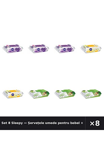 Sleepy Set 8 — Șervețele umede pentru bebel + Șervețele umede pentru bebel + ...