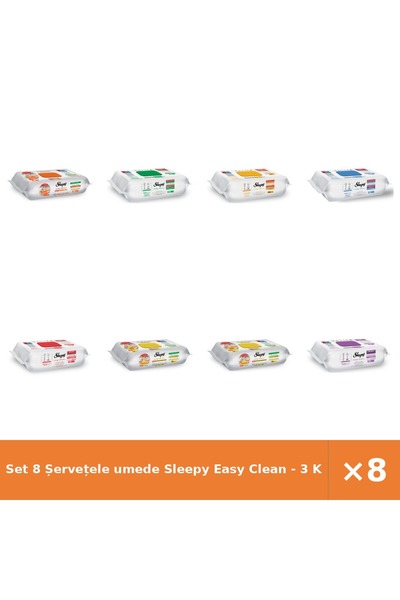 Sleepy Set 8 șervețele umede Easy Clean - 3 pentru bucătărie, Alb, Herbal, cu...