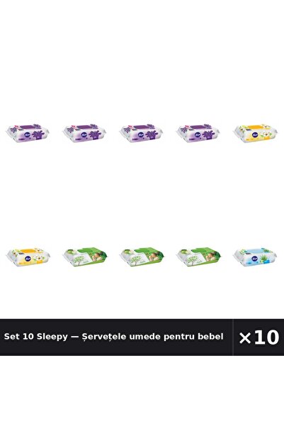 Sleepy Set 10 — Șervețele umede pentru bebel + Șervețele umede pentru bebel +...
