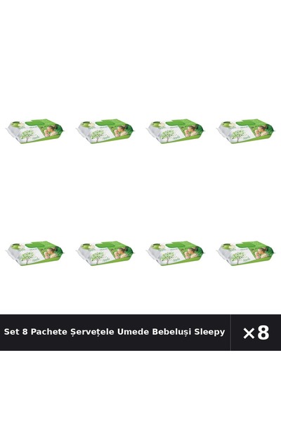 Sleepy Set 8 Pachete Șervețele Umede Bebeluși cu Măr