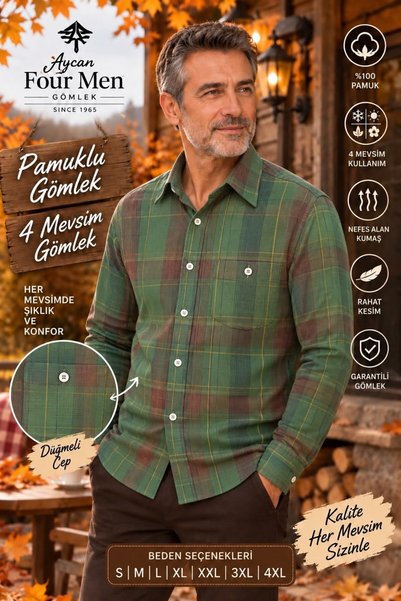 EREN STYLE 4 Seasons Cotton Long Sleeve Single Pocket Classic Shirt