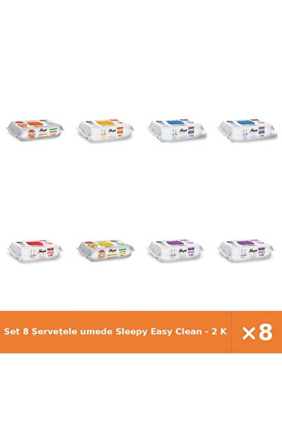 Sleepy Set 8 șervețele umede Easy Clean - 2 pentru bucătărie, pe bază de plan...