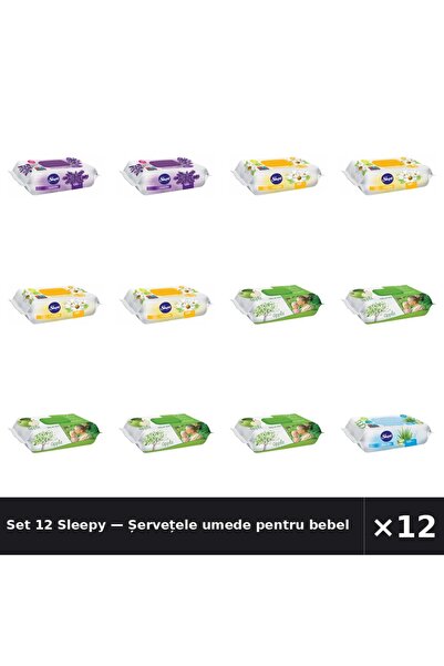 Sleepy Set 12 — Șervețele umede pentru bebel + Șervețele umede pentru bebel +...