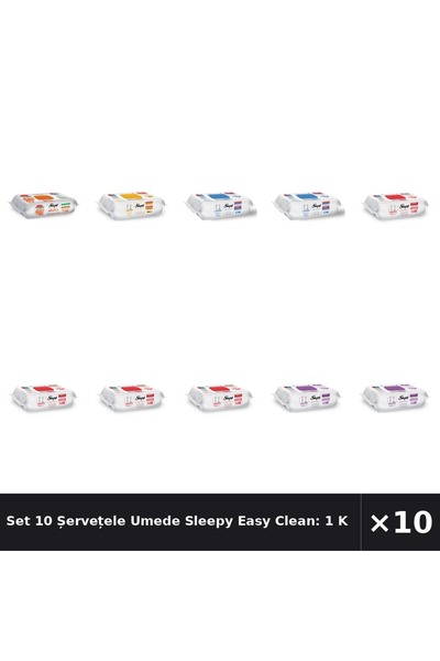 Sleepy Set 10 Șervețele Umede Easy Clean: 1 pentru bucătărie, 1 cu săpun vege...