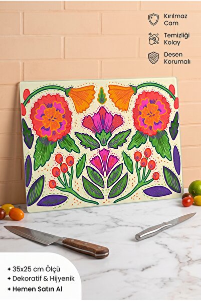 wudie Kitchen Themed Glass Bread and Vegetable Cutting Board, Aesthetic and S...