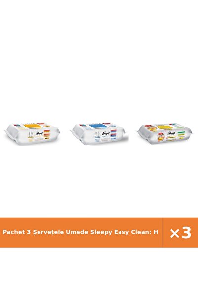 Sleepy Pachet 3 Șervețele Umede Easy Clean: Săpun Herbal, Înălbitor, Bucătărie