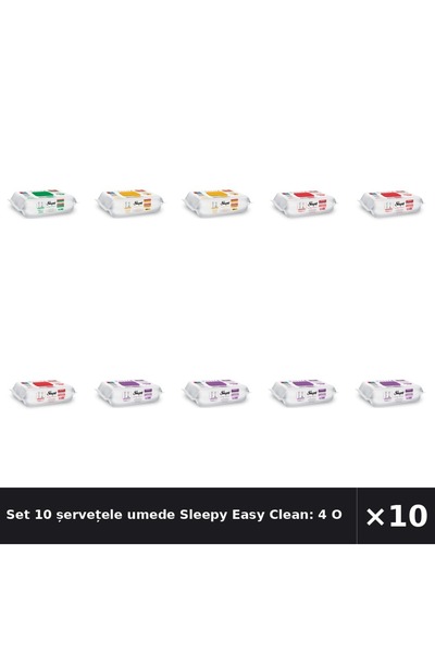 Sleepy Set 10 șervețele umede Easy Clean: 4 cu aromă de orhidee, 3 cu aromă d...