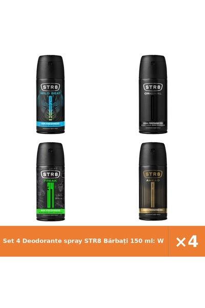 str8 Set 4 Deodorante spray Bărbați 150 ml: Wild Beat, Original, Fr34k, Ahead