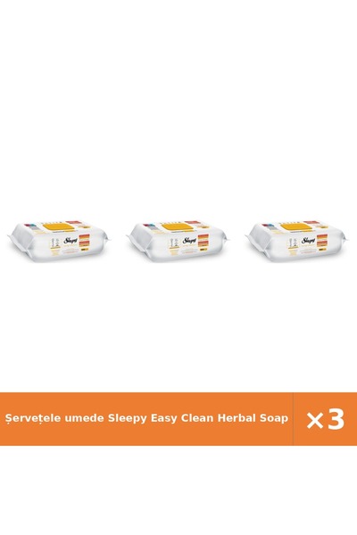 Sleepy Șervețele umede Easy Clean Herbal Soap, 3 bucăți - pachet promoțional