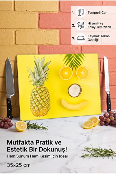 wudie Modern and Elegant Glass Bread and Vegetable Cutting Board with Nature ...