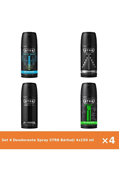 str8 Set 4 Deodorante Spray Bărbați 4x150 ml - Wild Beat, Rise, Original, Fr34k