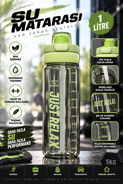 MGEStore Sports Water Bottle 1 Liter Large Size Water Bottle with Leak-Proof ...