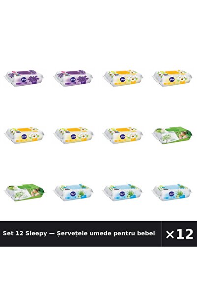 Sleepy Set 12 — Șervețele umede pentru bebel + Șervețele umede pentru bebel +...