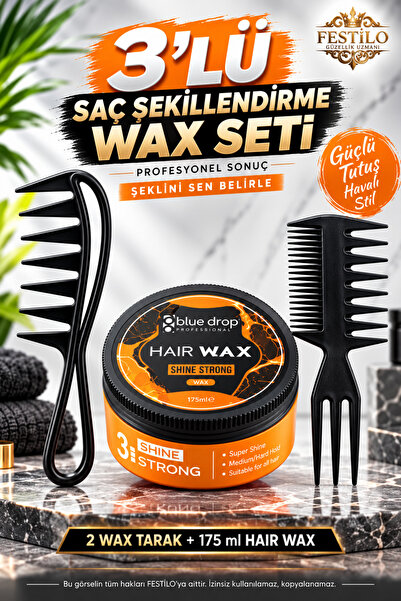 FESTİLO 3-Piece Hair Styling Wax Set |   2 Wax Combs + 175 ml Hair Wax |   Pr...