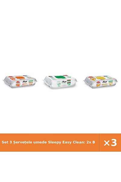Sleepy Set 3 Șervețele umede Easy Clean: 2x Bucătărie + White Soap