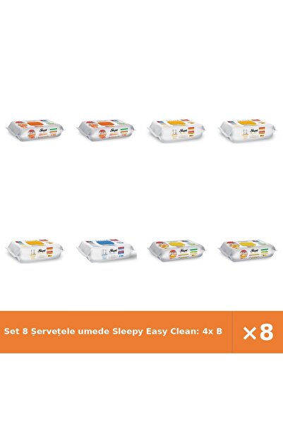 Sleepy Set 8 Șervețele umede Easy Clean: 4x Bucătărie, 3x Herbal, Clean Bleach