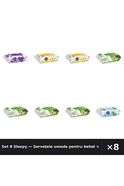 Sleepy Set 8 — Șervețele umede pentru bebel + Șervețele umede pentru bebel + ...