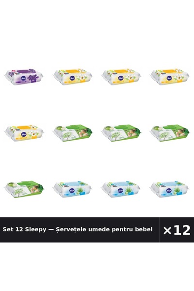 Sleepy Set 12 — Șervețele umede pentru bebel + Șervețele umede pentru bebel +...