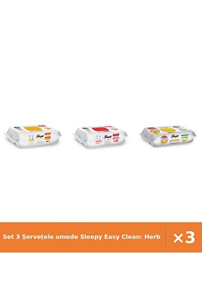Sleepy Set 3 șervețele umede Easy Clean: Săpun pe bază de plante, Floare de c...