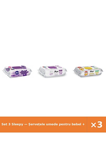 Sleepy Set 3 — Șervețele umede pentru bebel + Șervețele umede Easy + Șervețel...