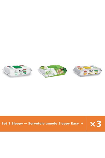 Sleepy Set 3 — Șervețele umede Easy + Șervețele umede pentru bebel + Șervețel...