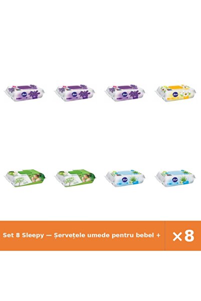Sleepy Set 8 — Șervețele umede pentru bebel + Șervețele umede pentru bebel + ...