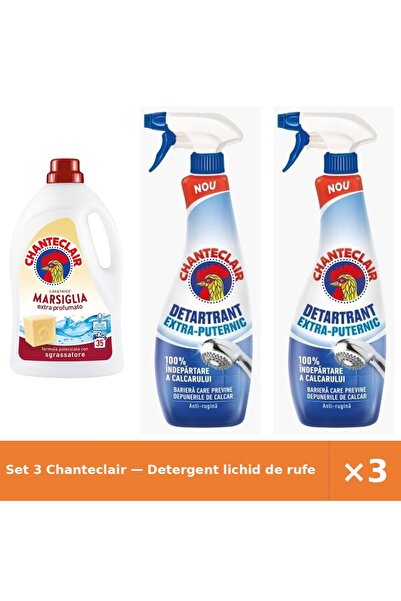 Chanteclair Set 3 — Detergent lichid de rufe Mar + Detartrant extra-puternic Ch