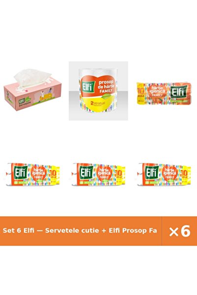 Elfi Set 6 — Servetele cutie + Prosop Family 2St/220Fo + Hartie Igienica Family