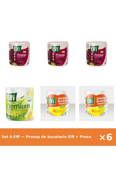 Elfi Set 6 — Prosop de bucatarie + Prosop de bucatarie Pre + Prosop Family 2S...