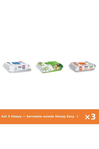 Sleepy Set 3 — Șervețele umede Easy + Șervețele umede pentru bebel + Șervețel...
