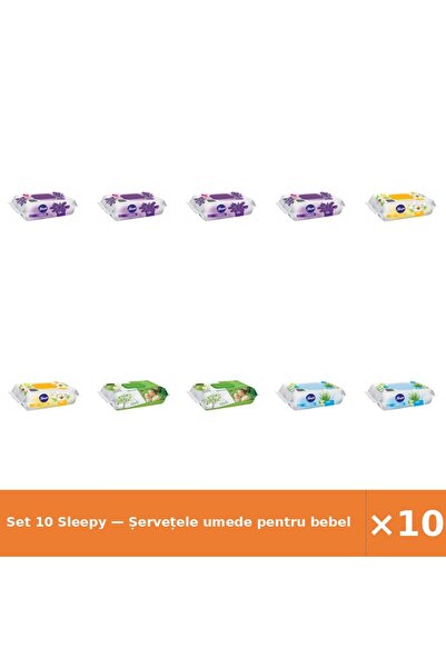 Sleepy Set 10 — Șervețele umede pentru bebel + Șervețele umede pentru bebel +...