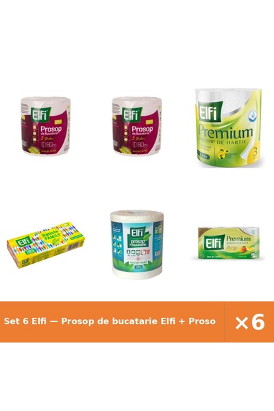 Elfi Set 6 — Prosop de bucatarie + Prosop de bucatarie Pre + Batiste nazale