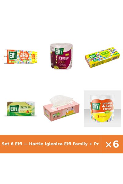 Elfi Set 6 — Hartie Igienica Family + Prosop de bucatarie + Batiste nazale
