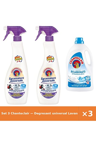 Chanteclair Set 3 — Degresant universal Lavanda + Detergent lichid de rufe cu