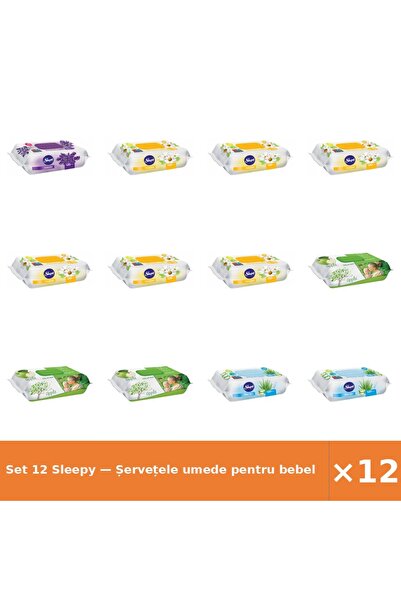 Sleepy Set 12 — Șervețele umede pentru bebel + Șervețele umede pentru bebel +...